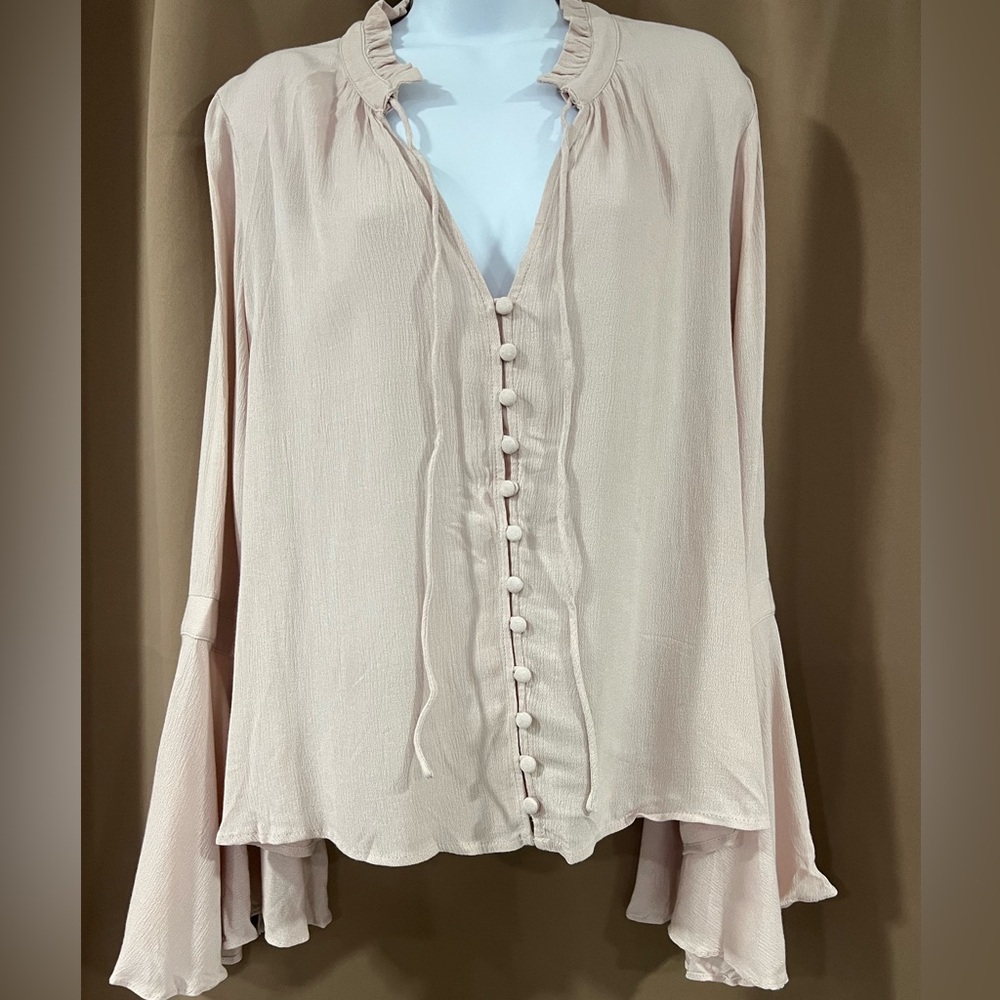 Long Bell Sleeve With Button Down Draw String Too
